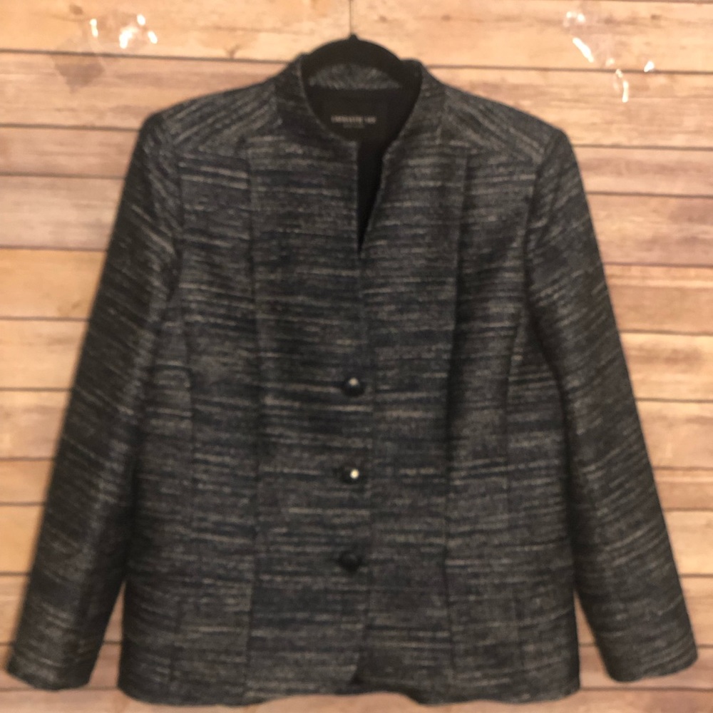 Lafayette 148 New York Charcoal and Black Textured Blazer